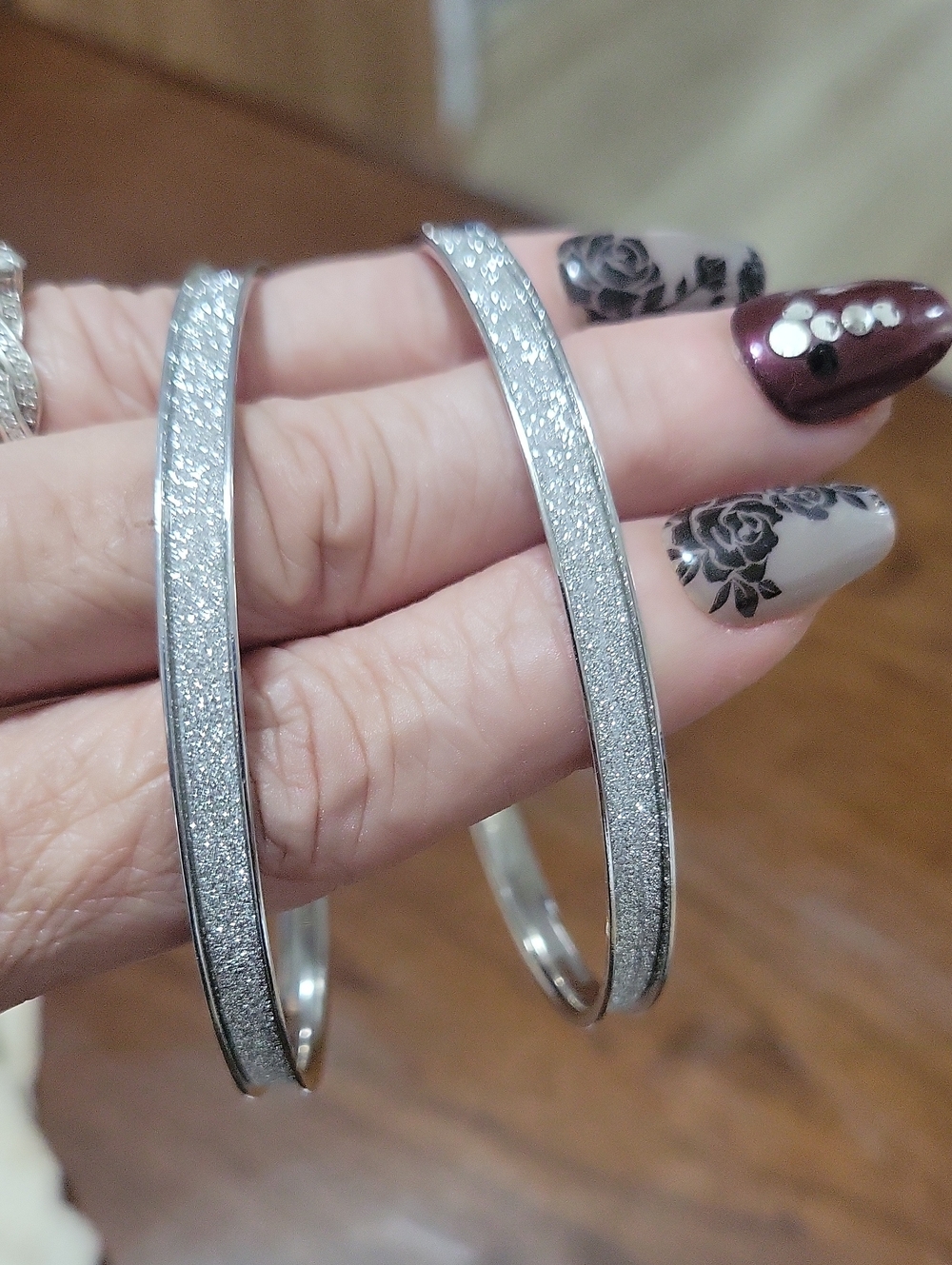 Silvertoned dangle earrings